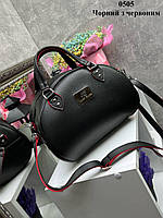 Черная с красным - отличная сумочка-саквояж Lady Bags в нежных весенних цветах, хорошо держит форму (0505)