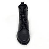 Черевики чорні жіночі шкіряні на байці демісезон зі шнурівкою Savio 20-53б розмір 36, фото 3