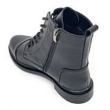 Черевики чорні жіночі шкіряні на байці демісезон зі шнурівкою Savio 20-53б розмір 36, фото 5