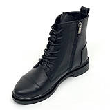 Черевики чорні жіночі шкіряні на байці демісезон зі шнурівкою Savio 20-53б розмір 36, фото 8