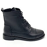 Черевики чорні жіночі шкіряні на байці демісезон зі шнурівкою Savio 20-53б розмір 36, фото 4