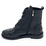 Черевики чорні жіночі шкіряні на байці демісезон зі шнурівкою Savio 20-53б розмір 36, фото 2