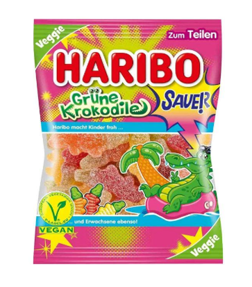 Haribo Grüne Krokodile Veggie 175g 1/18, фото 1