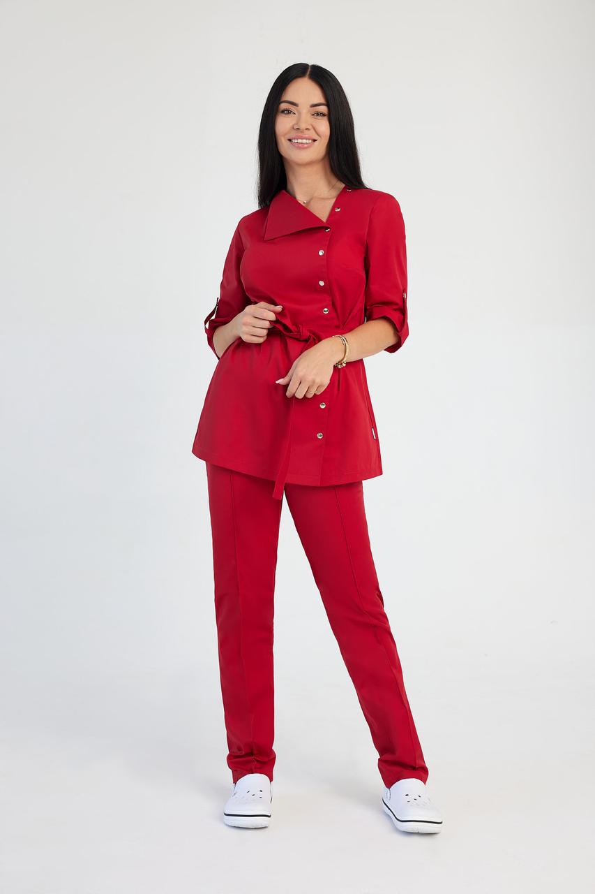Жіноча медична куртка топ Влада червона - Одяг для косметологів