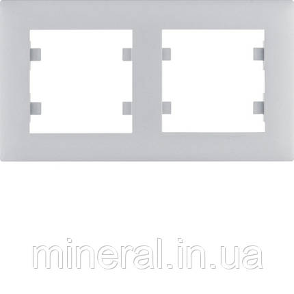 Рамка 2X горизонтальна, Lumina-Intens, срібна, Hager, (WL5722), фото 1