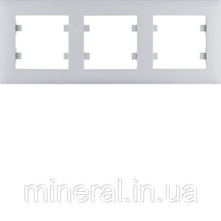 Рамка 3X горизонтальна, Lumina-Intens, срібна, Hager, (WL5732), фото 1