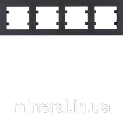 Рамка 4X горизонтальна, Lumina-Intens, чорна, Hager, (WL5743), фото 1