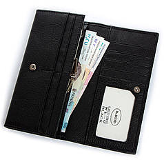 Гаманець чорний шкіряний жіночий матовий на кнопці монетниця всередині на клямці Dr. Bond W1-V