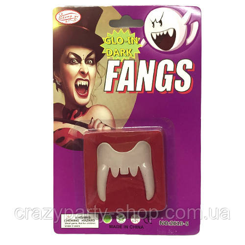 Карнавальні зуби ікла вампіра білі, фото 1