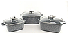 Набір квадратних каструль A-Plus AP-1491grey сірі, фото 3