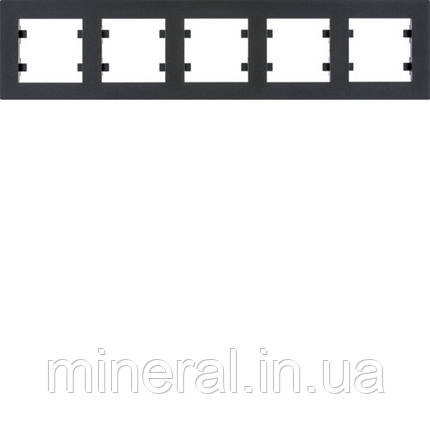 Рамка 5X горизонтальна, Lumina-Intens, чорна, Hager, (WL5753), фото 1