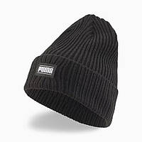 Шапка спортивная Puma Classic Cuff Ribbed 024038 01 (черная, акрил, вязаная, с отворотом, теплая, бренд пума)