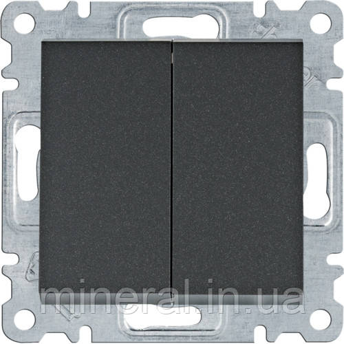 Вимикач 2-клав, універсальний Lumina, чорний, 10АХ/230В, Hager, (WL0053)