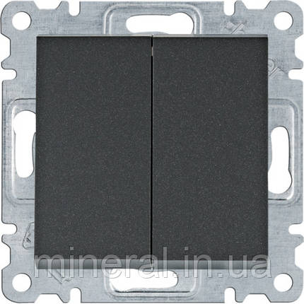 Вимикач 2-клав, універсальний Lumina, чорний, 10АХ/230В, Hager, (WL0053), фото 1