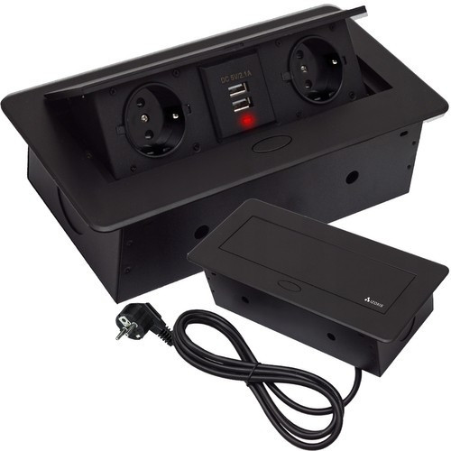 Прихована подвійна розетка вбудована висувна розетка +2 входи USB 2.1 Izoxis 21446, фото 1