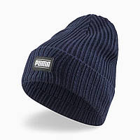 Шапка спортивна Puma Classic Cuff Ribbed 024038 02 (синя, акрил, в'язана, з відворотом, тепла, бренд пума)