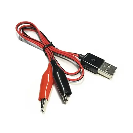 USB-тато із затискачами "крокодил" 60 см тестовий дріт чорний, червоний, фото 1