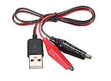 USB-тато із затискачами "крокодил" 60 см тестовий дріт чорний, червоний, фото 3