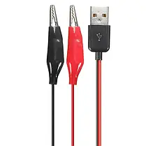 USB-тато із затискачами "крокодил" 60 см тестовий дріт чорний, червоний, фото 4