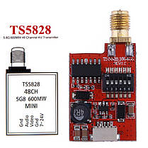 FPV передавач з антеною RP-SMA TS5828L 40CH 5.8G Передавач 600 мВт 190 мА/12 В, фото 5