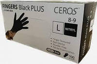 Перчатки нитриловые Ceros ТМ Fingers Black PLUS размер M (плотность - 5 грамм)