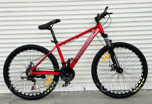Велосипед гірський алюмінієвий TopRider-670 колеса 26", рама 17", червоний + крила у подарунок