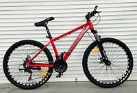 Велосипед горный алюминиевый TopRider-670 колеса 26", рама 17", красный + крылья в подарок