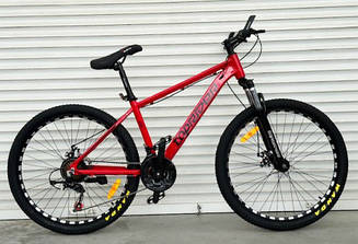 Велосипед гірський алюмінієвий TopRider-670 колеса 26", рама 17", червоний + крила у подарунок
