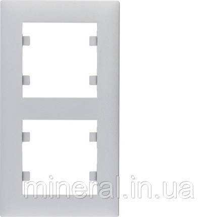 Рамка 2X вертикальна, Lumina-Intens, срібна, Hager, (WL5622), фото 1