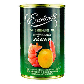 Оливки зелені фаршировані креветкою Excelencia green olives stuffed with prawn 314 мл