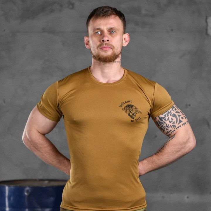 Военная тактическая футболка Odin coolmax , мужская футболка койот с коротким рукавом для ВСУ - фото 1 - id-p2107458149