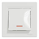 Вимикач одноклавішний iз підсвічуванням білий Asfora EPH1400121, фото 2