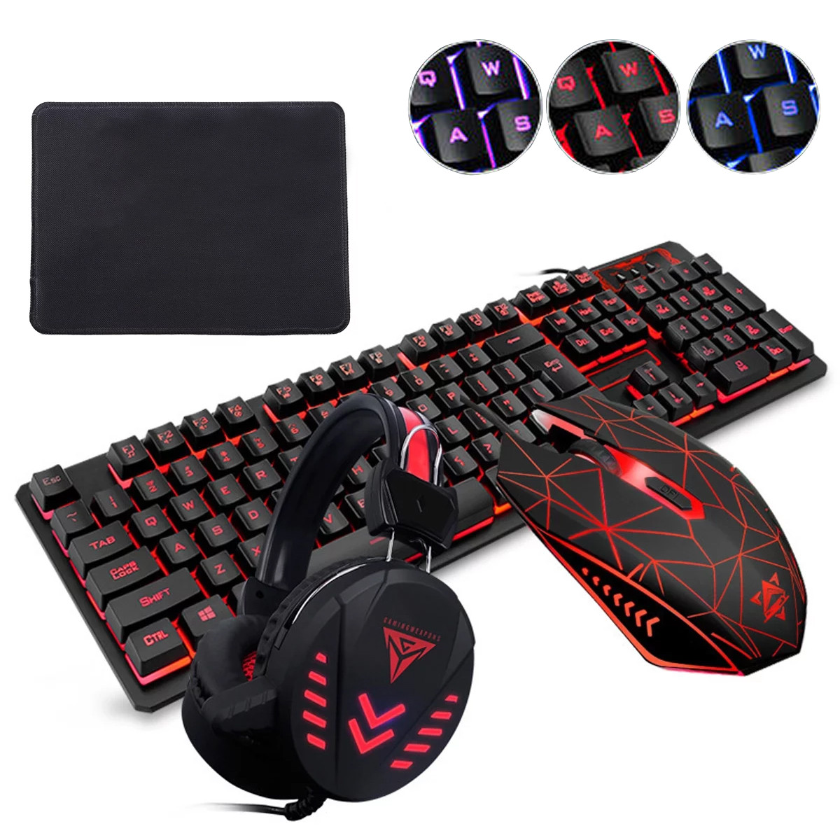 Ігровий дротовий набір 4 в 1 клавіатура + навушники + мишка + килимок KIT GAMER K59 (8849)