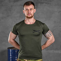 Тактическая хлопковая футболка олива, армейская футболка с коротким рукавом приталенного кроя