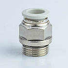 Фітинг пневматичний APC 10-G03, сірий прямий під шланг D10, різьблення G3/8" BSP