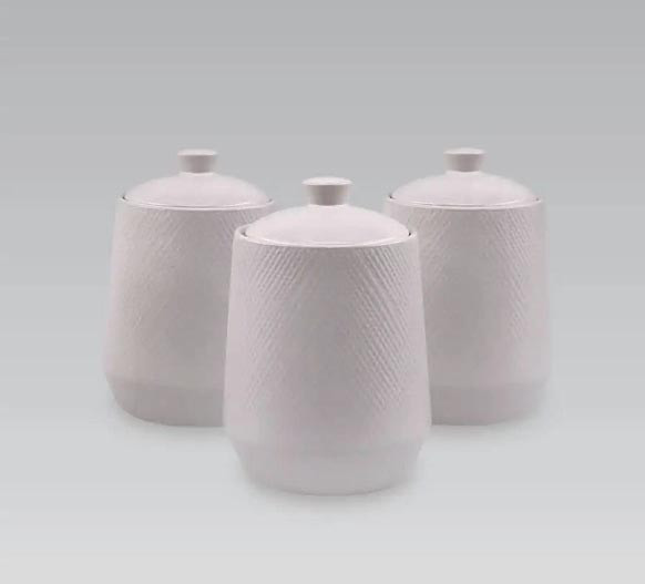 Набір із 3-х керамічних баночок Maestro MR-20002-03CS ємності для сипучих продуктів Білі