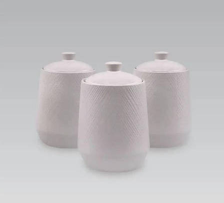 Набір із 3-х керамічних баночок Maestro MR-20002-03CS ємності для сипучих продуктів Білі, фото 1