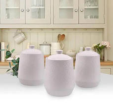 Набір із 3-х керамічних баночок Maestro MR-20002-03CS ємності для сипучих продуктів Білі, фото 2