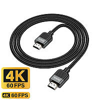 Кабель HDMI на HDMI 4K 60Hz HOCO Cutting-edge HDTV 2.0 male-to-male 4K HD (1m, 4K 60Hz, HDMI2.0). Black