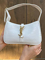 Женская сумка из эко-кожи Ysl Hobo black Ив Сен Лоран Хобо Yves Saint Laurent белого цвета молодежная
