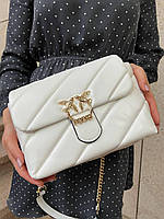 Женская сумка из эко-кожи Pinko Puff White Пинко молодежная, брендовая сумка маленькая через плечо