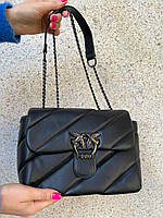 Женская сумка из эко-кожи Pinko Puff Black Пинко молодежная, брендовая сумка маленькая через плечо