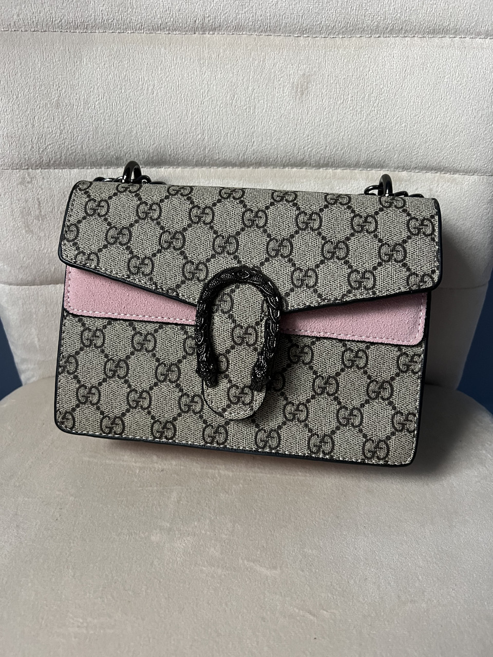 Жіноча сумка з еко-шкіри Gucci black Гуччі сіра молодіжна, брендова сумка через плече