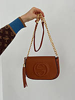 Женская сумка из эко-кожи Gucci black Гуччи коричневая молодежная, брендовая сумка через плечо