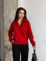 Теплий жіночий светр з коміром поло Ssof2180