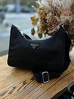 Женская сумка Prada Big Re-Edition Black Прада маленькая сумка на плечо красивая, легкая сумка из эко-кожи