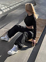 Женские брюки карго с фиксатором, 42-44, 46-48, беж, черный, плащевка Канада.