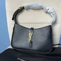 Женская сумка из эко-кожи Ysl Hobo black Ив Сен Лоран Хобо Yves Saint Laurent черного цвета молодежная