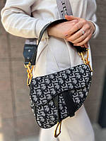 Женская сумка седло текстильная Dior Saddle Диор молодежная, брендовая сумка через плечо