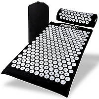 Массажный коврик с подушкой (аппликатор Кузнецова) Черный с белым